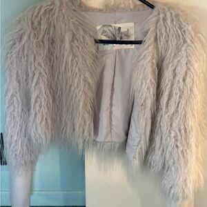 Women's Cream Faux Fur Jacket